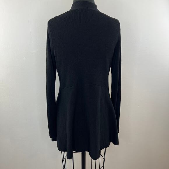 EILEEN FISHER Black Organic Linen Open-Front Cardigan Sweater Lightweight Knit S - Picture 5 of 8